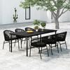 vidaXL 7 Piece Garden Dining Set Black