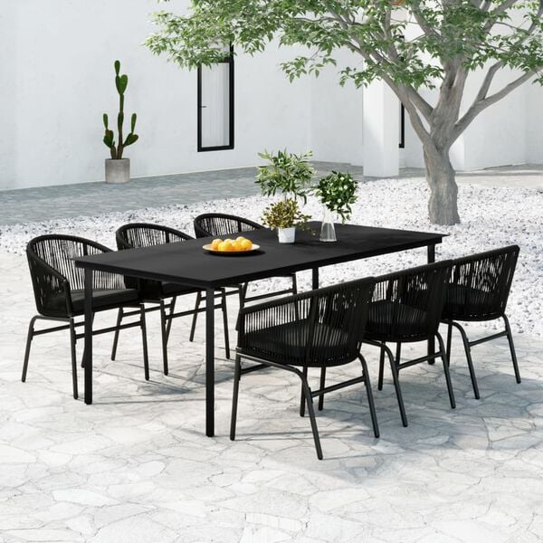 vidaXL 7 Piece Garden Dining Set Black