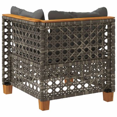 vidaXL Garden Sofa Corner with Cushions Grey Poly Rattan, grey and dark grey vidaXL Garden Sofa Corner with Cushions Grey Poly Rattan