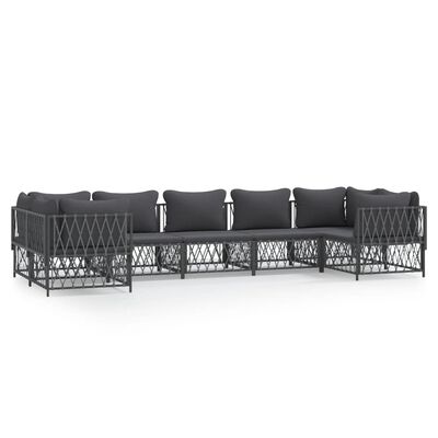 vidaXL 7 Piece Garden Lounge Set with Cushions Anthracite Steel, anthracite vidaXL 7 Piece Garden Lounge Set with Cushions Anthracite Steel