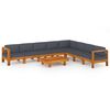 vidaXL 9 Piece Garden Lounge Set with Dark Grey Cushions Acacia Wood