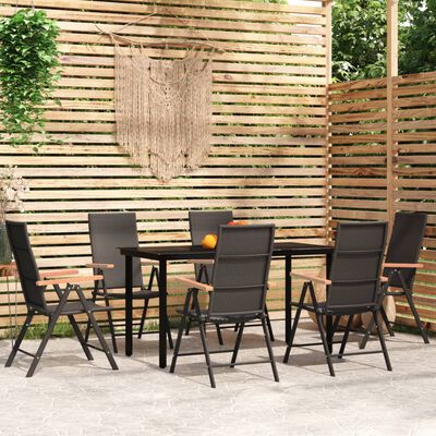 vidaXL 7 Piece Garden Dining Set Black,  vidaXL 7 Piece Garden Dining Set Black