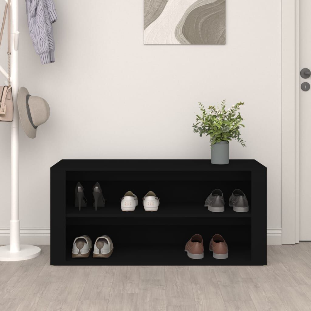 vidaXL Shoe Rack Black 100x35x45 cm Engineered Wood