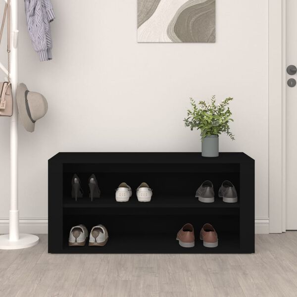 vidaXL Shoe Rack Black 100x35x45 cm Engineered Wood