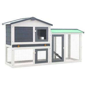 vidaXL Outdoor Large Rabbit Hutch Grey and White 145 x 45 x 84 Wood