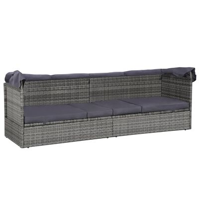 vidaXL Garden Bed with Canopy Grey 205x62 cm Poly Rattan, grey vidaXL Garden Bed with Canopy Grey 205x62 cm Poly Rattan