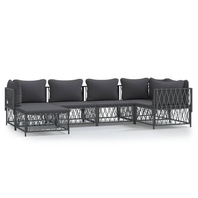 vidaXL 6 Piece Garden Lounge Set with Cushions Anthracite Steel, anthracite vidaXL 6 Piece Garden Lounge Set with Cushions Anthracite Steel