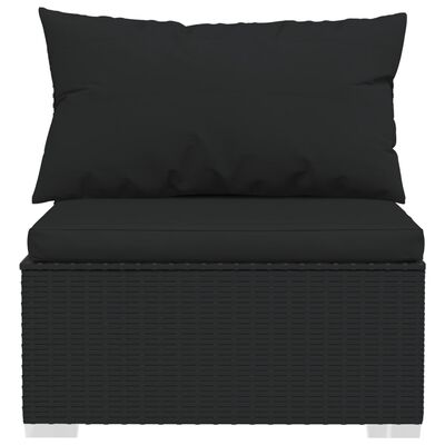 vidaXL 12 Piece Garden Lounge Set with Cushions Poly Rattan Black, black vidaXL 12 Piece Garden Lounge Set with Cushions Poly Rattan Black