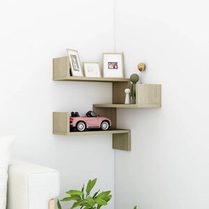 vidaXL Wall shelves Corner Mount, Wall-Mounted Sonoma Oak