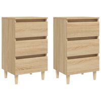 vidaXL Bed Cabinets & Solid Wood Legs 2 pcs Sonoma Oak 40x35x69 cm, sonoma oak vidaXL Bed Cabinets & Solid Wood Legs 2 pcs Sonoma Oak 40x35x69 cm