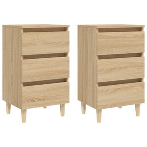 vidaXL Bed Cabinets & Solid Wood Legs 2 pcs Sonoma Oak 40x35x69 cm