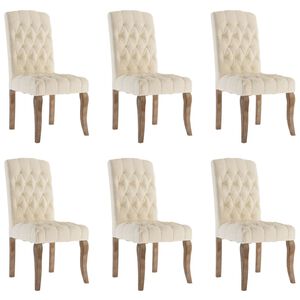 vidaXL Dining Chairs 6 pcs Beige Linen-Look Fabric