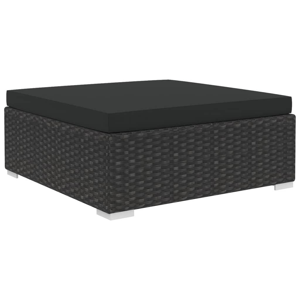 vidaXL 9 Piece Garden Lounge Set with Cushions Poly Rattan Black