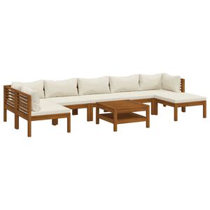 vidaXL 8 Piece Garden Lounge Set with Cream Cushion Solid Acacia Wood
