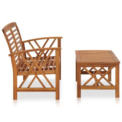 vidaXL 2 Piece Garden Lounge Set Solid Acacia Wood, brown vidaXL 2 Piece Garden Lounge Set Solid Acacia Wood