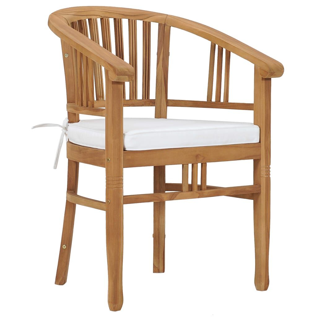 vidaXL Garden Chairs with Cushions 2 pcs Solid Teak Wood