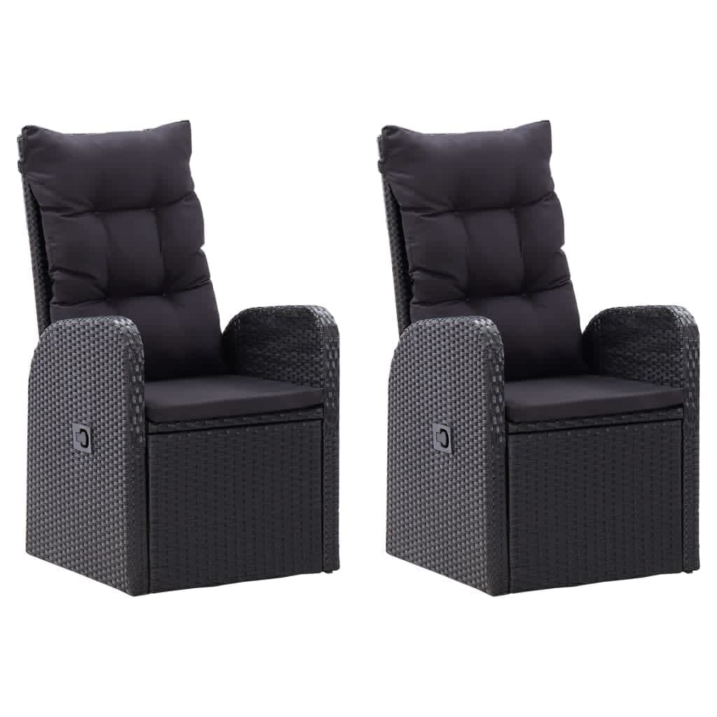 vidaXL 7 Piece Garden Dining Set with Cushions Black