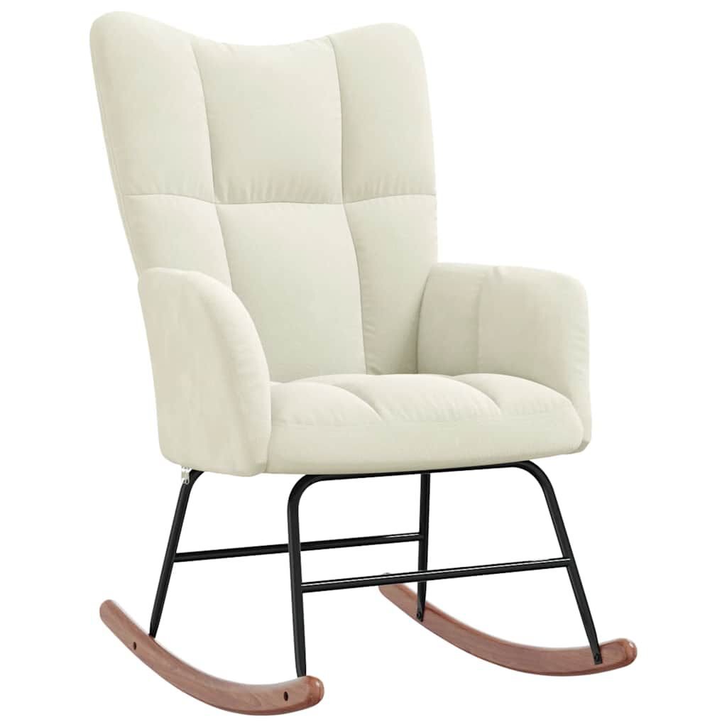 vidaXL Rocking Chair with a Stool Cream White Velvet