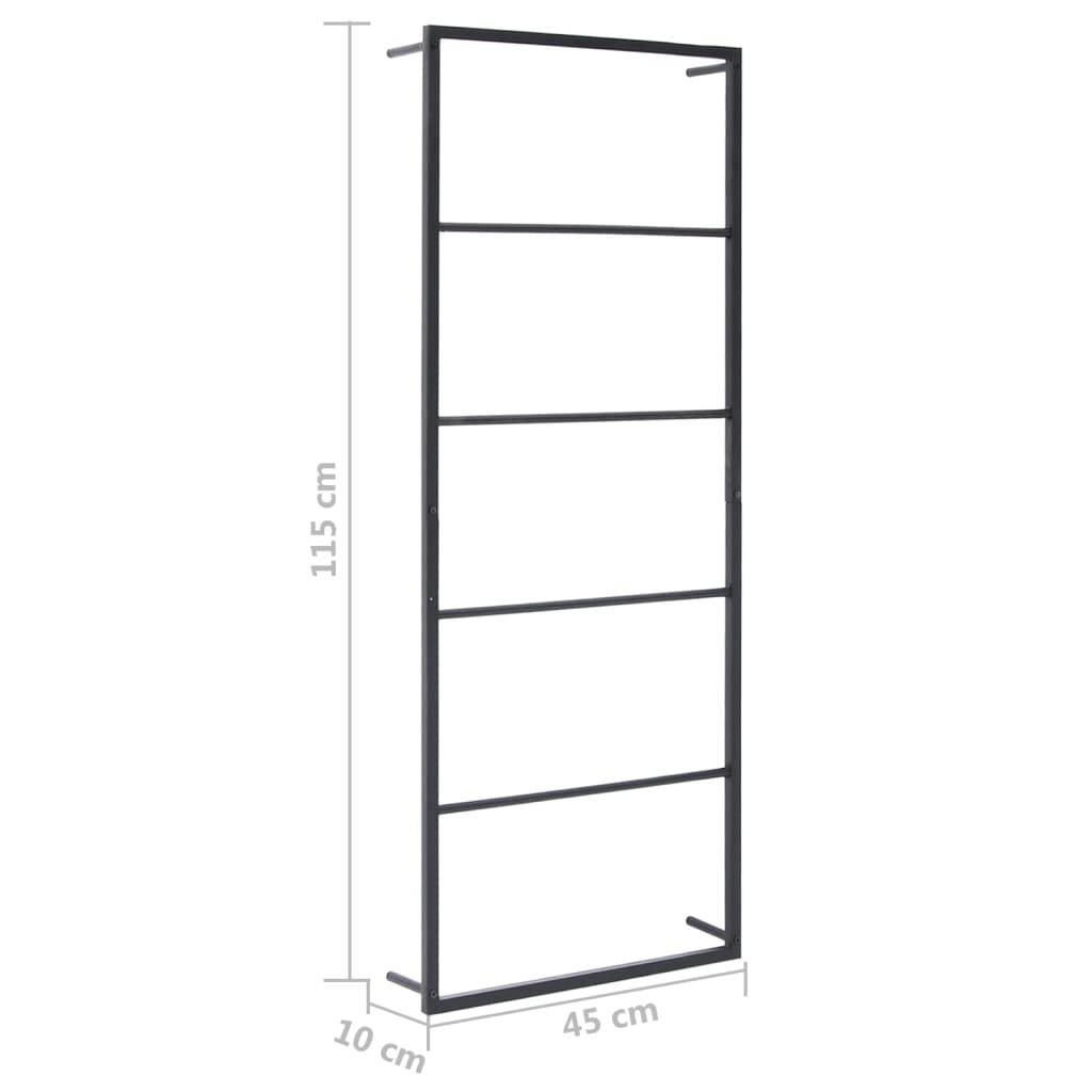 vidaXL Towel Rack Black 45x10x115 cm Steel