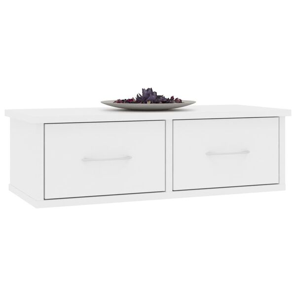 vidaXL Wall-mounted Drawer Shelf White 60x26x18.5 cm Engineered Wood