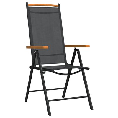 vidaXL 7 Piece Garden Dining Set Black and Brown Aluminium