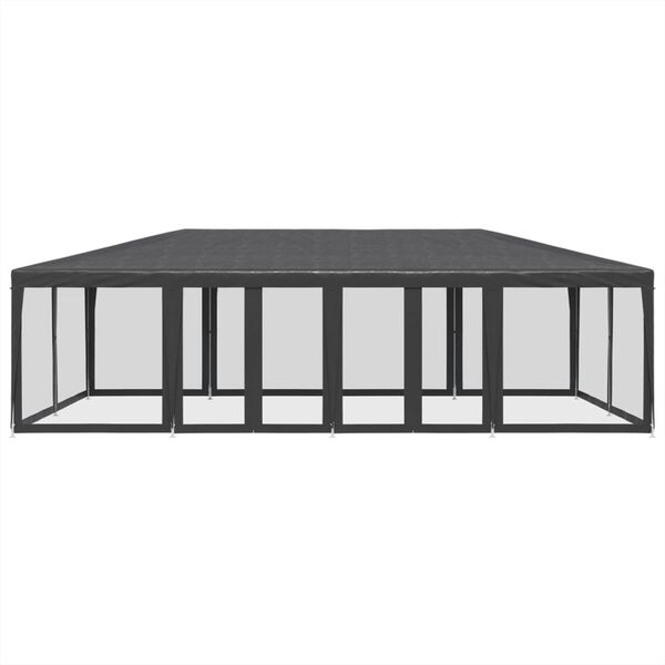 vidaXL Party Tent with 12 Mesh Sidewalls Anthracite 8x4 m HDPE