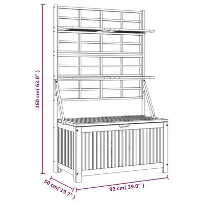 vidaXL Storage Box with Trellis 99x50x160 cm Solid Wood Acacia