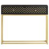vidaXL Console Table Black and Gold 90x30x75 cm Solid Mango Wood