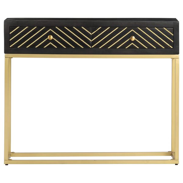 vidaXL Console Table Black and Gold 90x30x75 cm Solid Mango Wood