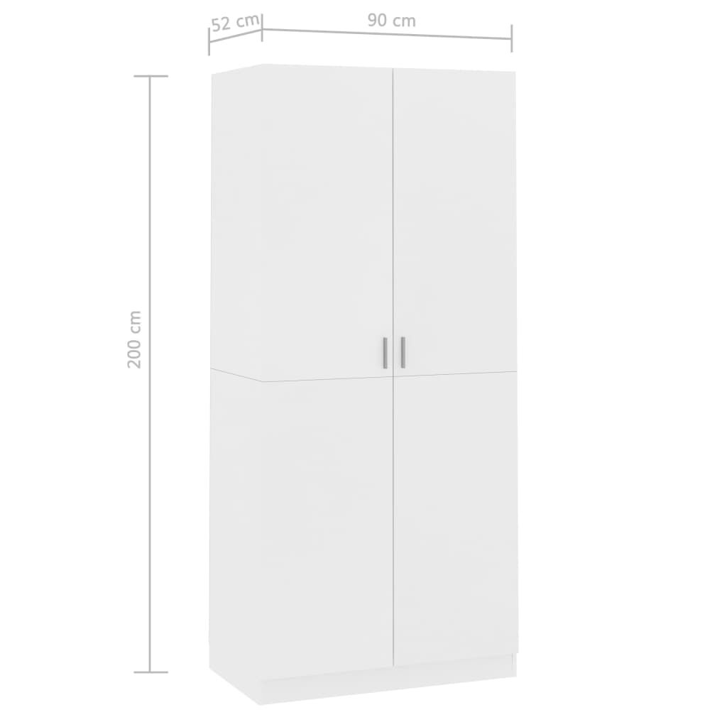 vidaXL Wardrobe White 90x52x200 cm Engineered Wood