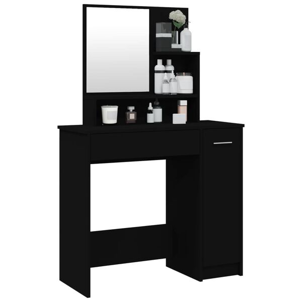 vidaXL Dressing Table with Mirror Black 86.5x35x136 cm