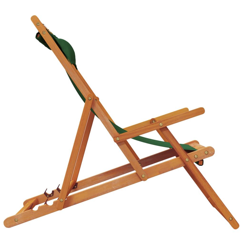 vidaXL Folding Beach Chairs 2 pcs Green Fabric