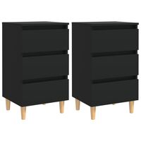 vidaXL Bed Cabinets with Solid Wood Legs 2 pcs Black 40x35x69 cm, black vidaXL Bed Cabinets with Solid Wood Legs 2 pcs Black 40x35x69 cm