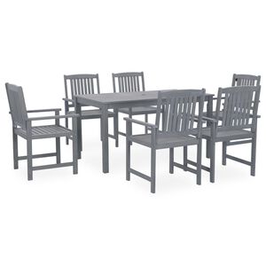 vidaXL 7 Piece Outdoor Dining Set Grey Solid Acacia Wood