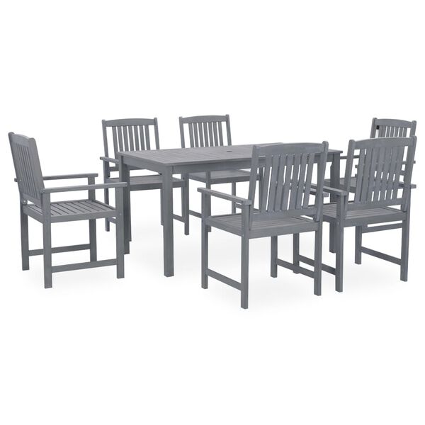 vidaXL 7 Piece Outdoor Dining Set Grey Solid Acacia Wood