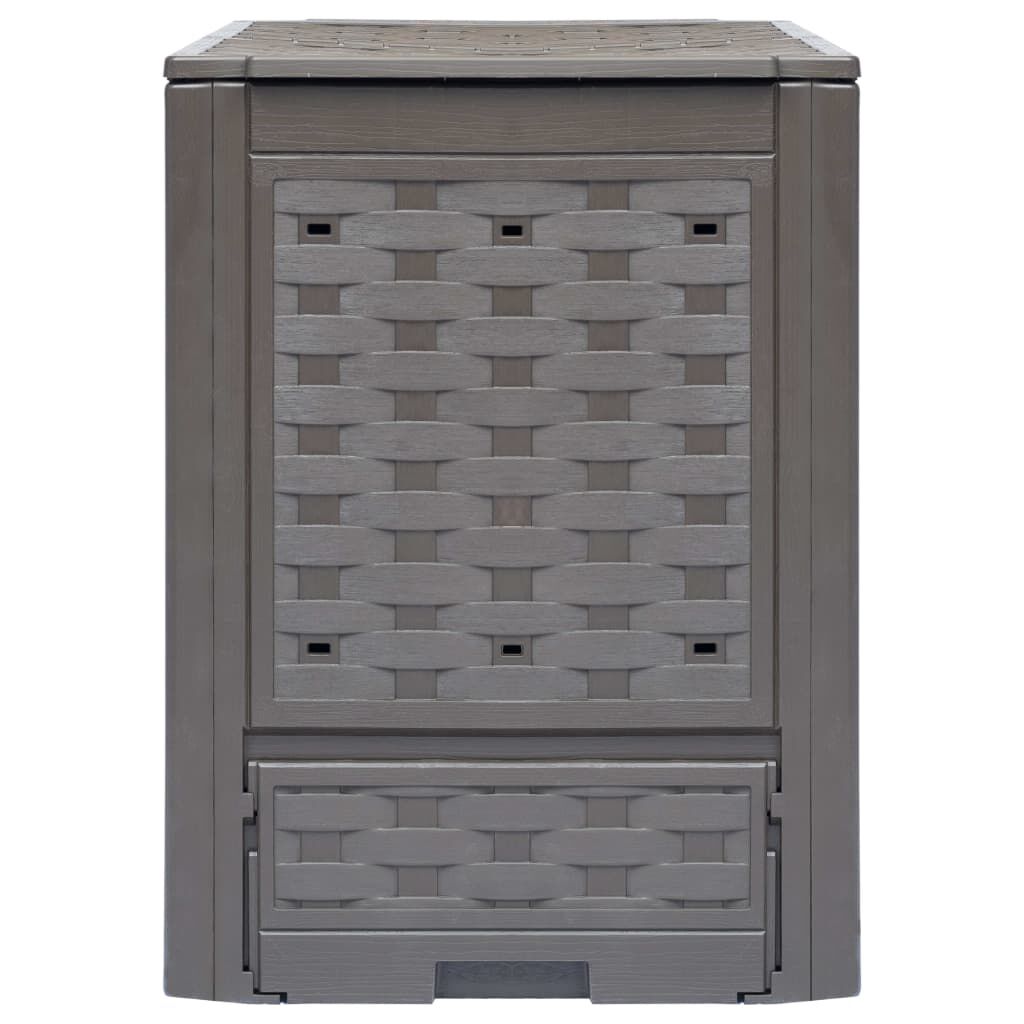 vidaXL Garden Composter Brown 60x60x83 cm 300 L Plastic Rattan