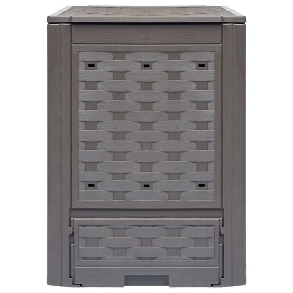 vidaXL Garden Composter Brown 60x60x83 cm 300 L Plastic Rattan