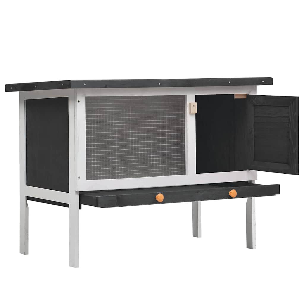 vidaXL Outdoor Rabbit Hutch 1 Layer Grey Wood
