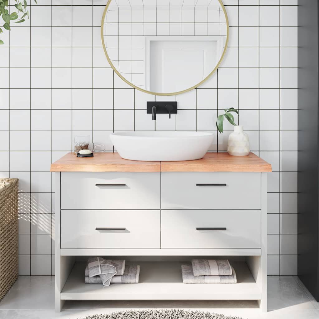 vidaXL Bathroom Countertop Light Brown 120x40x(2-4)cm Treated Solid Wood