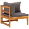 vidaXL Corner Sofa with Dark Grey Cushions Solid Acacia Wood