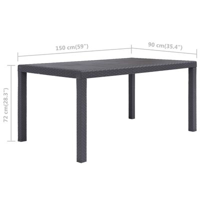 vidaXL Garden Table Brown 150x90x72 cm Plastic Rattan Look, brown vidaXL Garden Table Brown 150x90x72 cm Plastic Rattan Look
