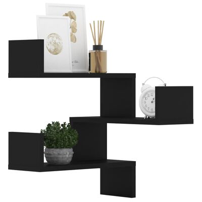 vidaXL Wall Corner Shelf 2 pcs Black 40x40x50 cm Engineered Wood, black vidaXL Wall Corner Shelf 2 pcs Black 40x40x50 cm Engineered Wood