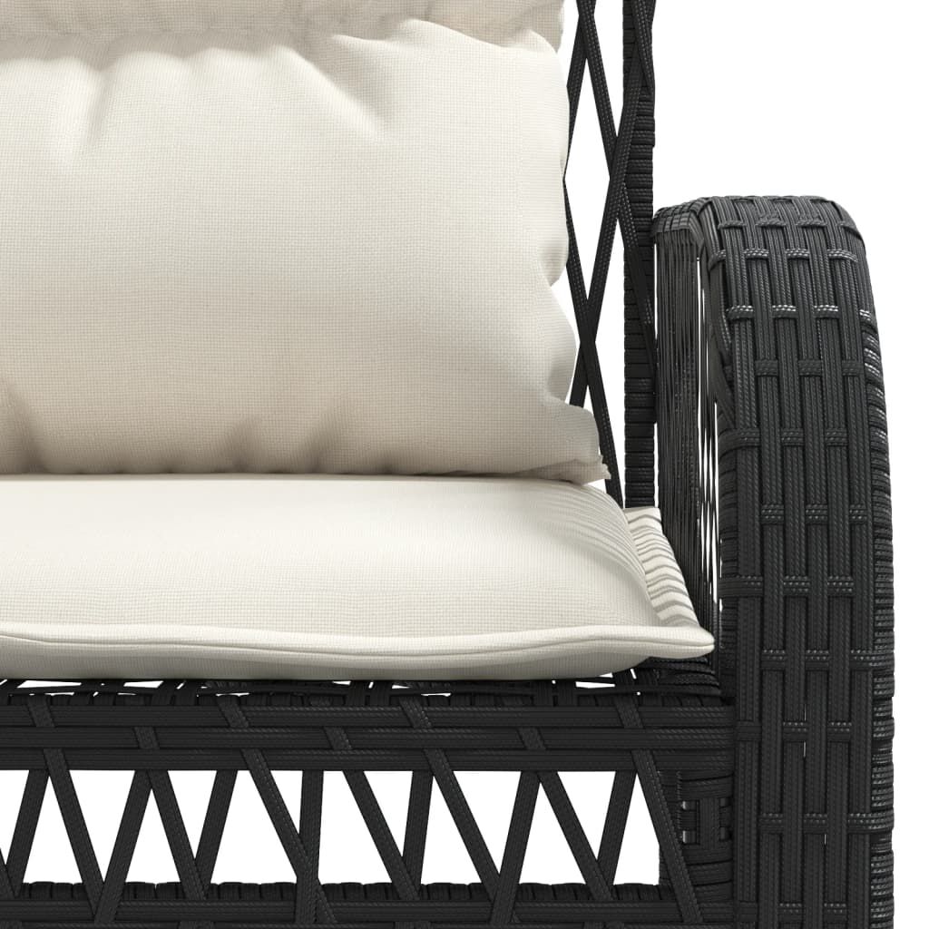 vidaXL 4 Piece Garden Sofa Set with Cushions Black Poly Rattan
