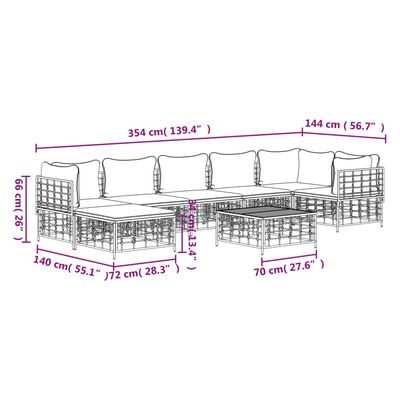 vidaXL 8 Piece Garden Lounge Set with Cushions Anthracite Poly Rattan,  vidaXL 8 Piece Garden Lounge Set with Cushions Anthracite Poly Rattan