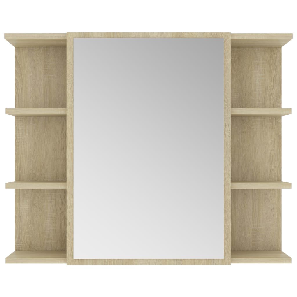 vidaXL Bathroom Mirror Cabinet Sonoma Oak 80x20.5x64 cm Engineered Wood