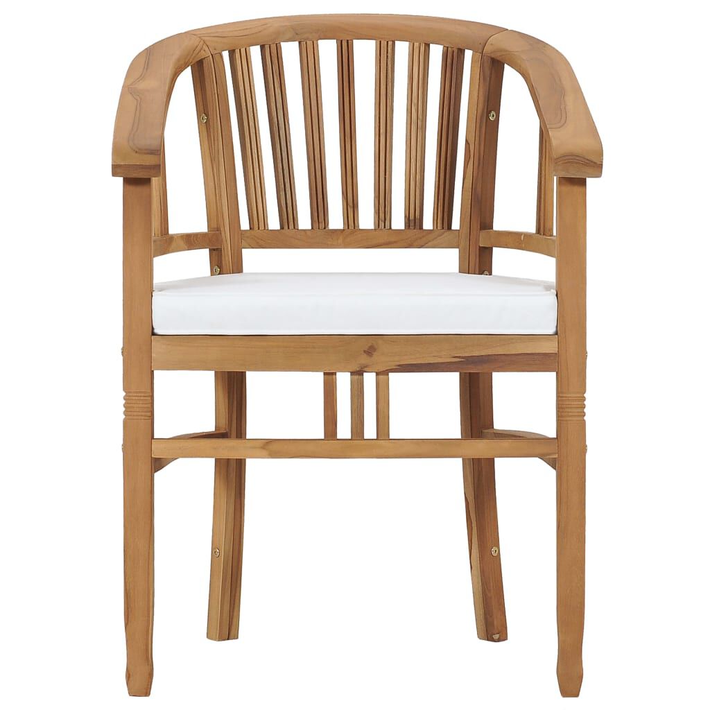 vidaXL Garden Chairs with Cushions 2 pcs Solid Teak Wood