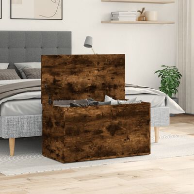 vidaXL Storage Chest Smoked Oak 84x42x46 cm Engineered Wood, smoked oak vidaXL Storage Chest Smoked Oak 84x42x46 cm Engineered Wood