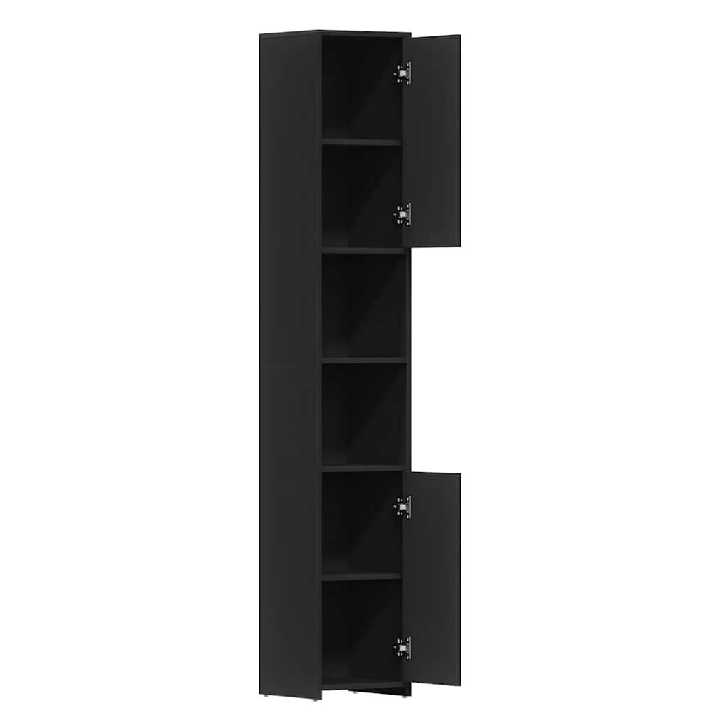 vidaXL Bathroom Cabinet Black 30x30x183.5 cm Engineered Wood
