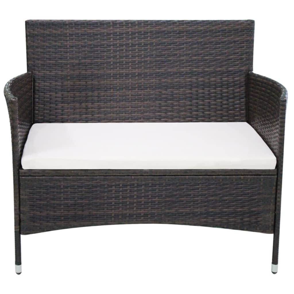 vidaXL Garden Bench 106 cm Poly Rattan Brown