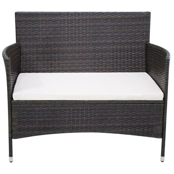 vidaXL Garden Bench 106 cm Poly Rattan Brown